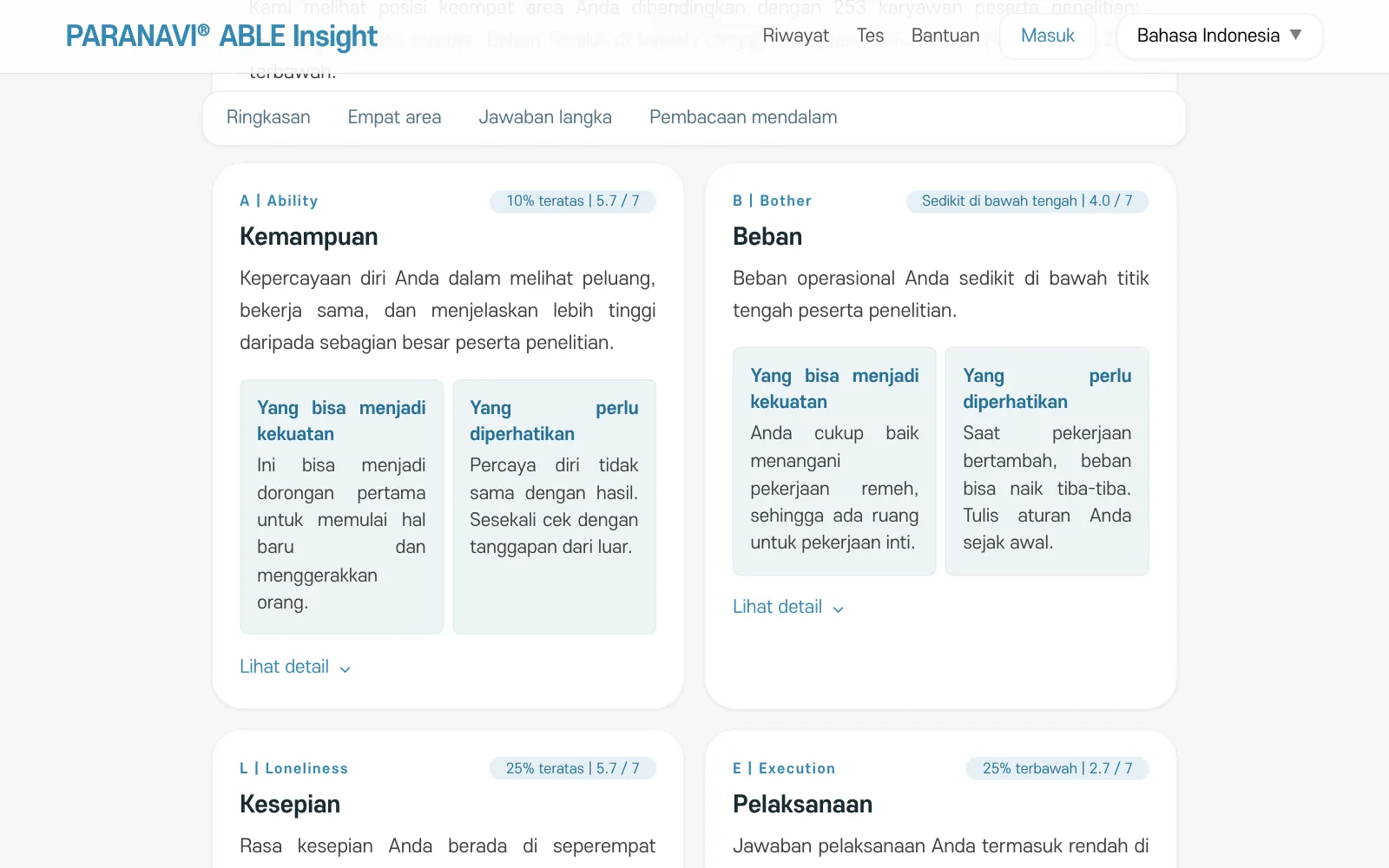 Kartu empat area. Rentang dan penjelasan, Yang bisa menjadi kekuatan dan Yang perlu diperhatikan, Lihat detail