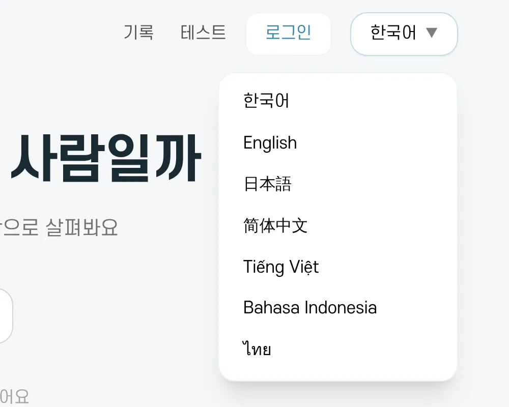 언어 메뉴