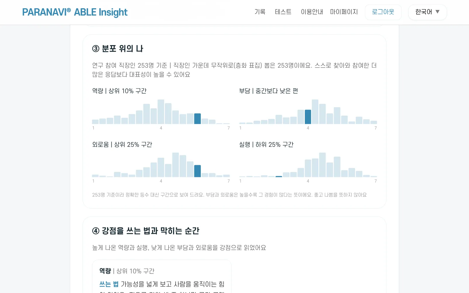 네 영역 분포와 문항별 해설
