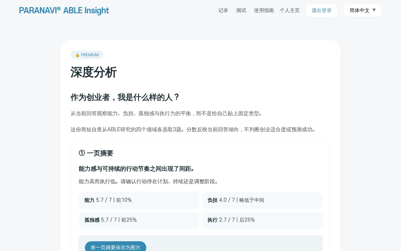 深度分析页面。一页摘要